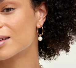 White South Sea Pearl Hoop Leane Dangling Earrings