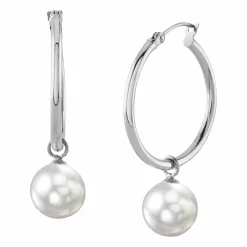 White South Sea Pearl Hoop Leane Dangling Earrings