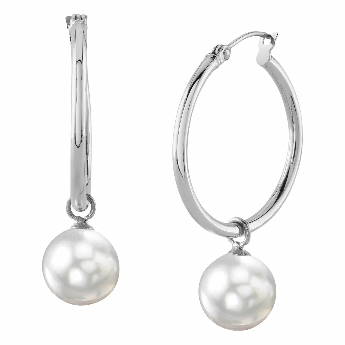 White South Sea Pearl Hoop Leane Dangling Earrings