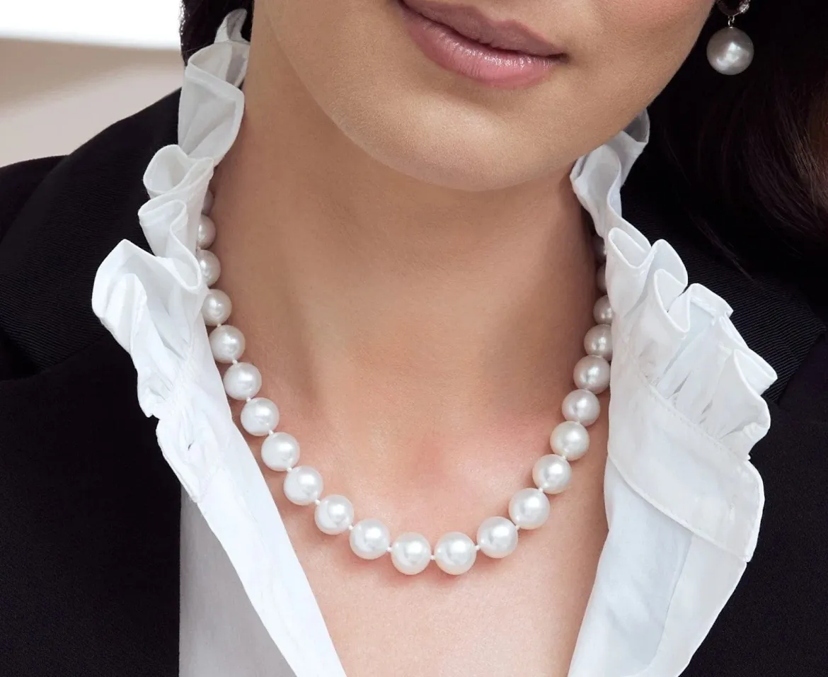 White South Sea Pearl Necklace, 13.0-15.0mm - AAAA Quality