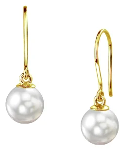 White South Sea Pearl Shepherd Hook Dangle Earrings