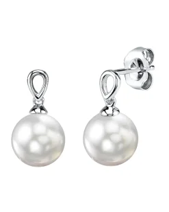White South Sea Pearl Sugar Dangle Earrings