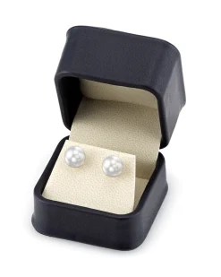 White South Sea Round Pearl Stud Earrings, 9.0-10.0mm