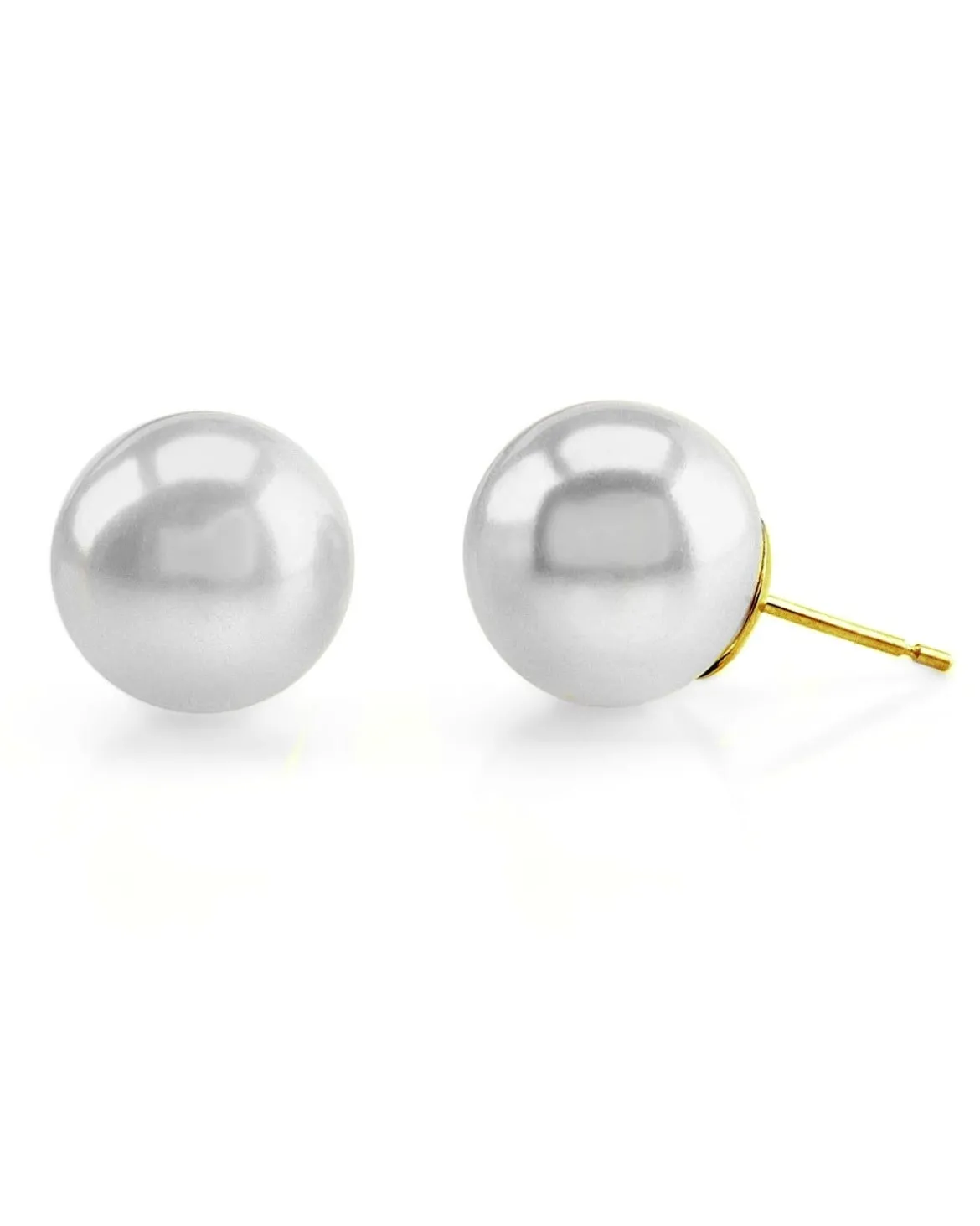 White South Sea Round Pearl Stud Earrings, 12.0-13.0mm