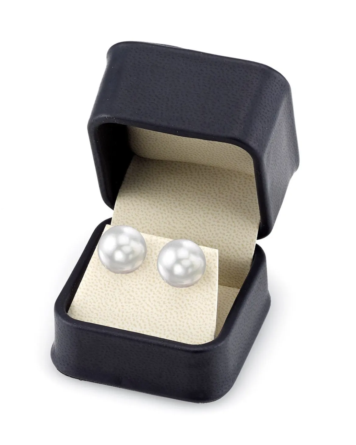 White South Sea Round Pearl Stud Earrings, 13.0-14.0mm